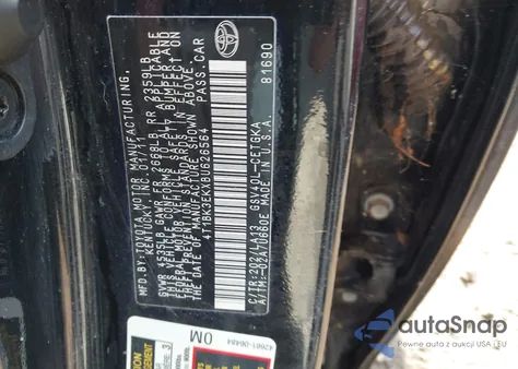 2011 Toyota Camry Xle V6 from USA, damaged, VIN 4T1BK3EKXBU626564